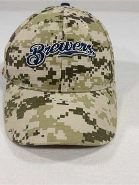 MLB Milwaukee Brewers Camo Baseball Cap AdjustableStrapback Hat Miller Lite